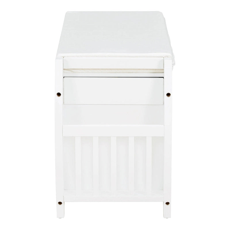Banc de rangement incurvé – Siège rembourré à couvercle relevable avec étagères ouvertes