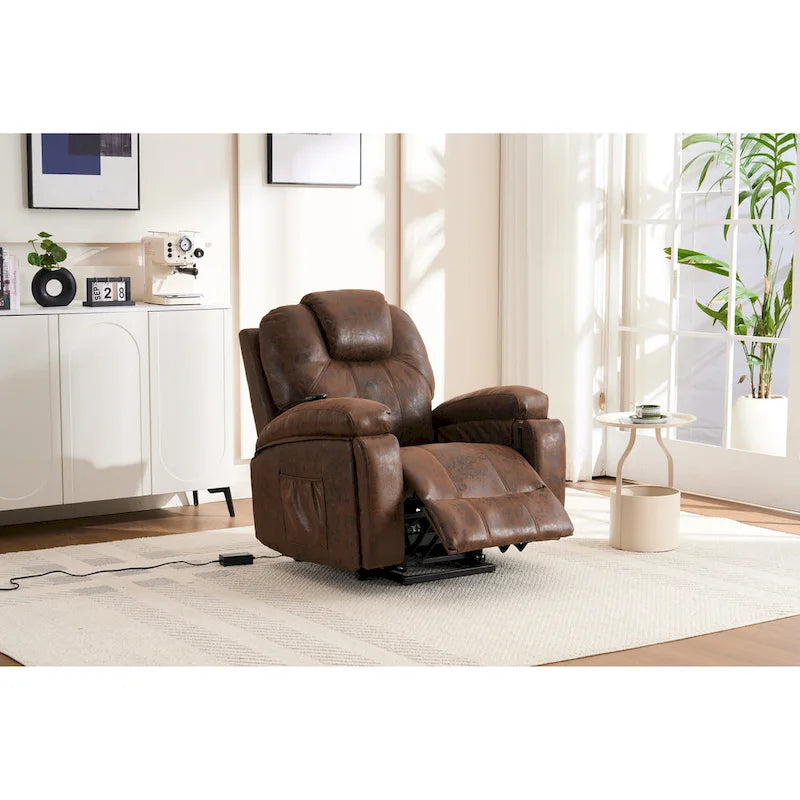 Fauteuil inclinable releveur électrique contemporain – Massage, Chaleur et Chargement USB