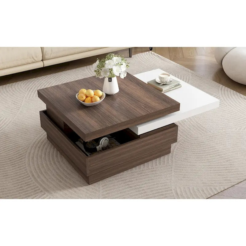 Table basse carrée avec plateau pivotant