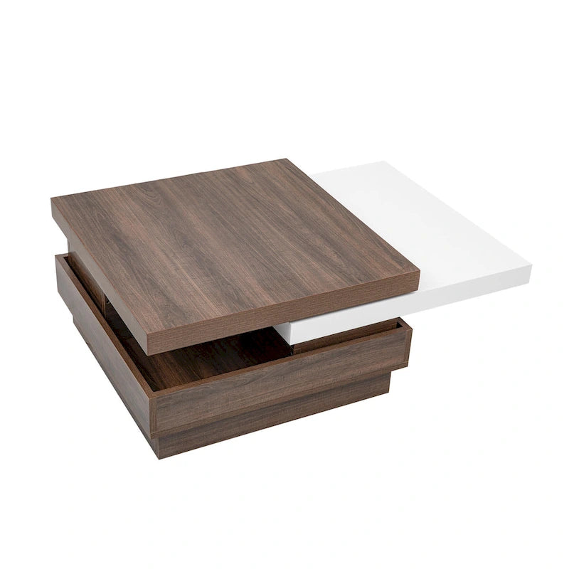 Table basse carrée avec plateau pivotant