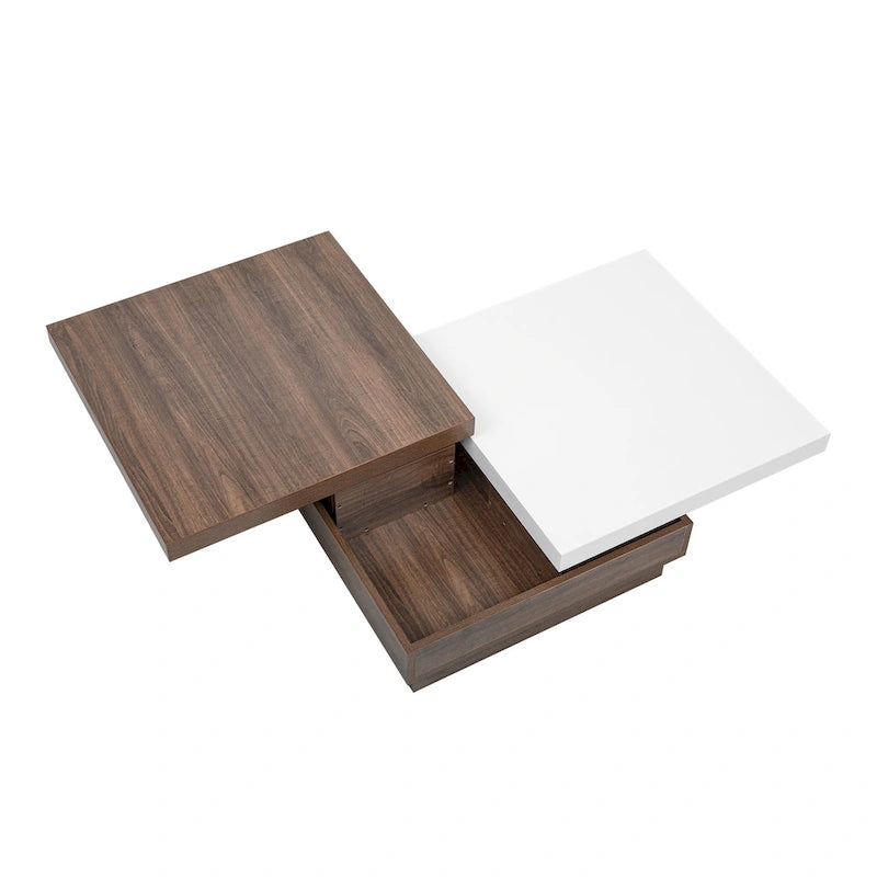 Table basse carrée avec plateau pivotant