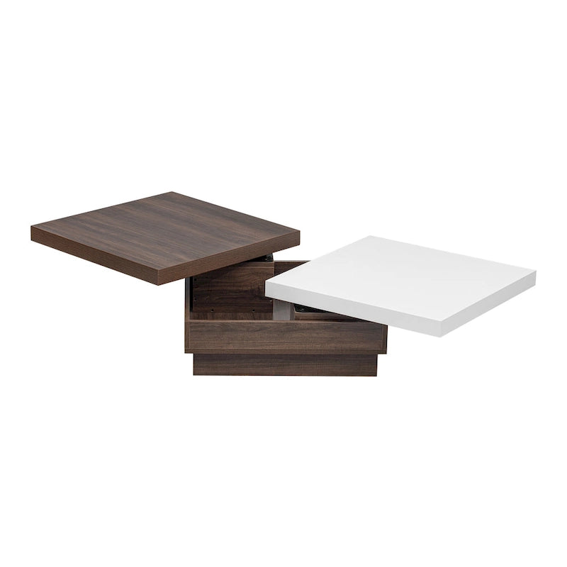 Table basse carrée avec plateau pivotant