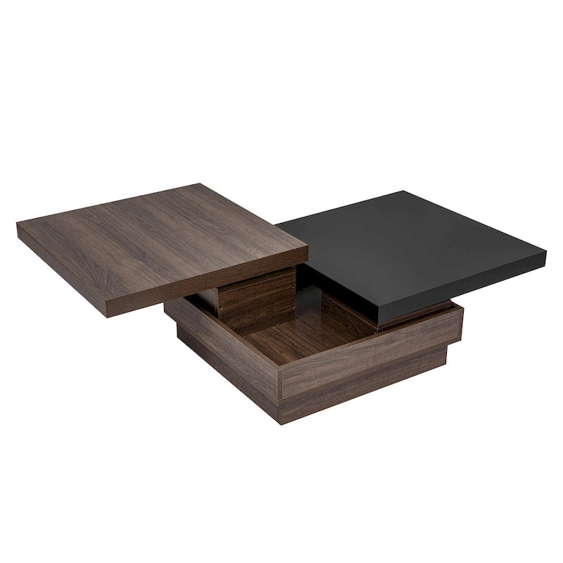Table basse carrée avec plateau pivotant