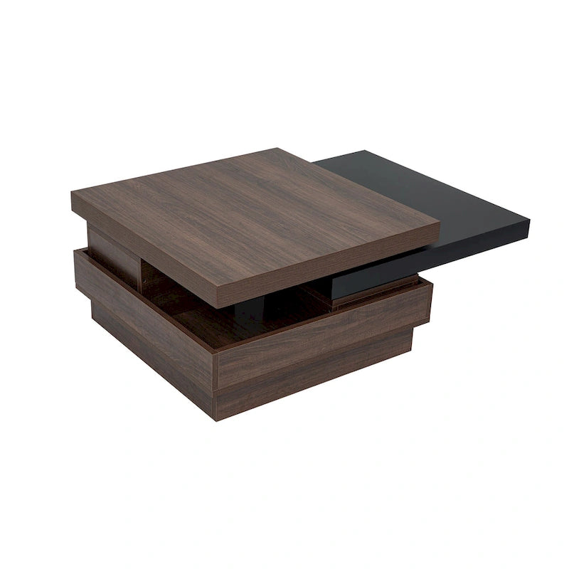 Table basse carrée avec plateau pivotant