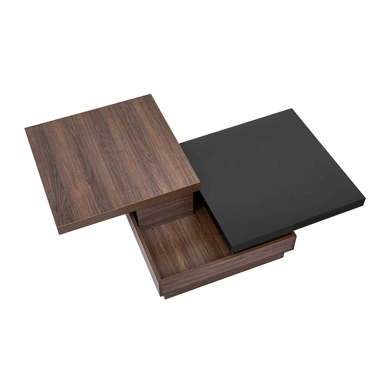 Table basse carrée avec plateau pivotant