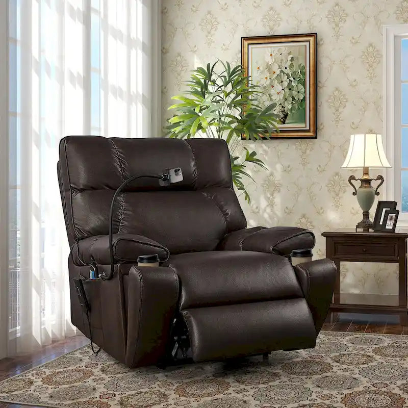 Fauteuil inclinable releveur – Deux moteurs, massage, chaleur, USB et support de téléphone, 136 kg