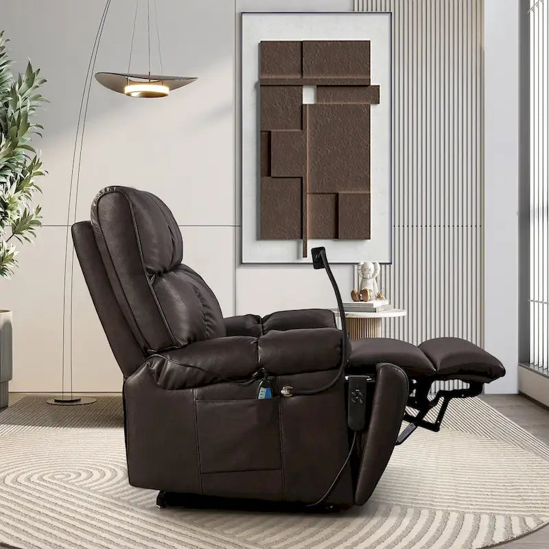 Fauteuil inclinable releveur – Deux moteurs, massage, chaleur, USB et support de téléphone, 136 kg