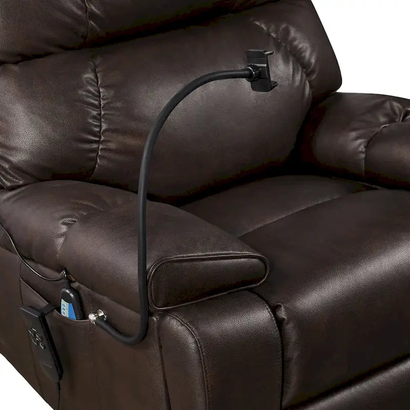 Fauteuil inclinable releveur – Deux moteurs, massage, chaleur, USB et support de téléphone, 136 kg