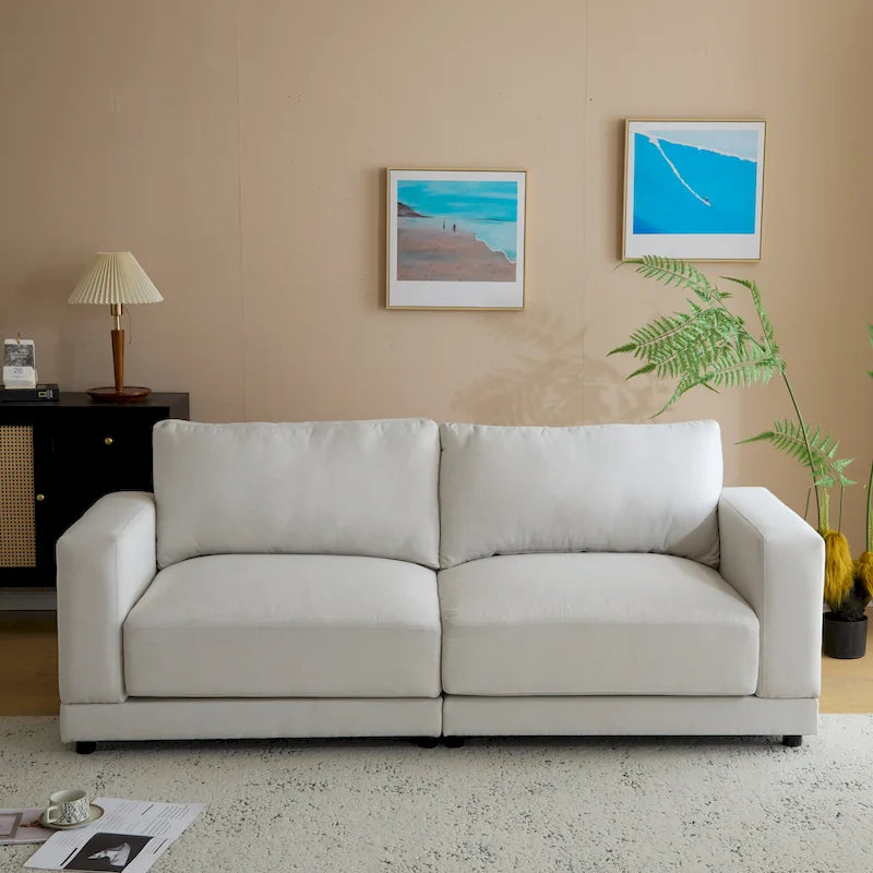 Causeuse contemporaine à bras carrés – Rembourrage en polyester de 81 po avec coussins en mousse haute densité