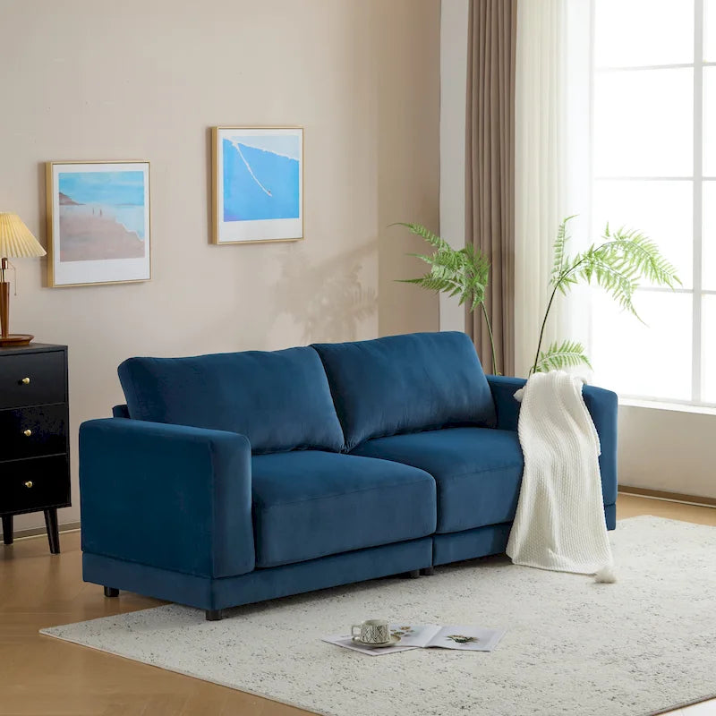 Causeuse contemporaine à bras carrés – Rembourrage en polyester de 81 po avec coussins en mousse haute densité