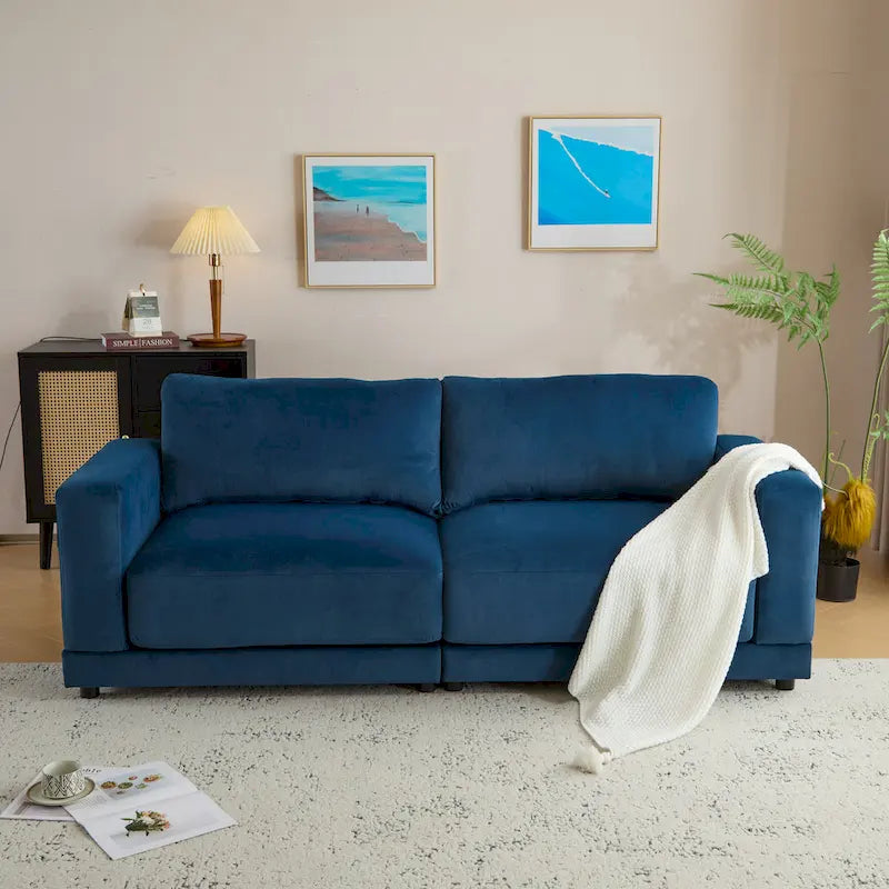Causeuse contemporaine à bras carrés – Rembourrage en polyester de 81 po avec coussins en mousse haute densité