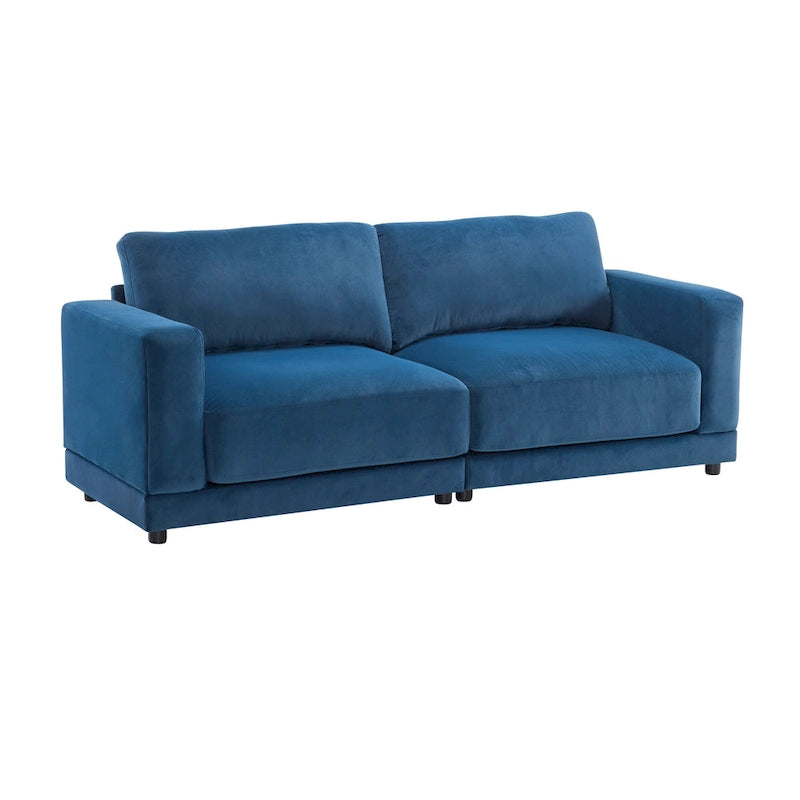 Causeuse contemporaine à bras carrés – Rembourrage en polyester de 81 po avec coussins en mousse haute densité
