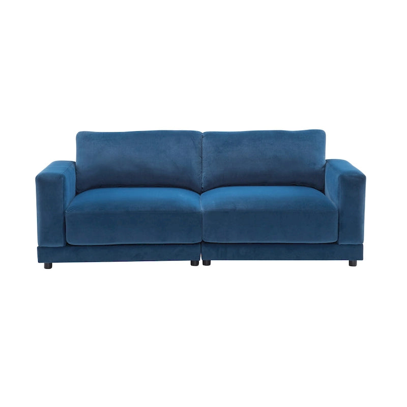 Causeuse contemporaine à bras carrés – Rembourrage en polyester de 81 po avec coussins en mousse haute densité