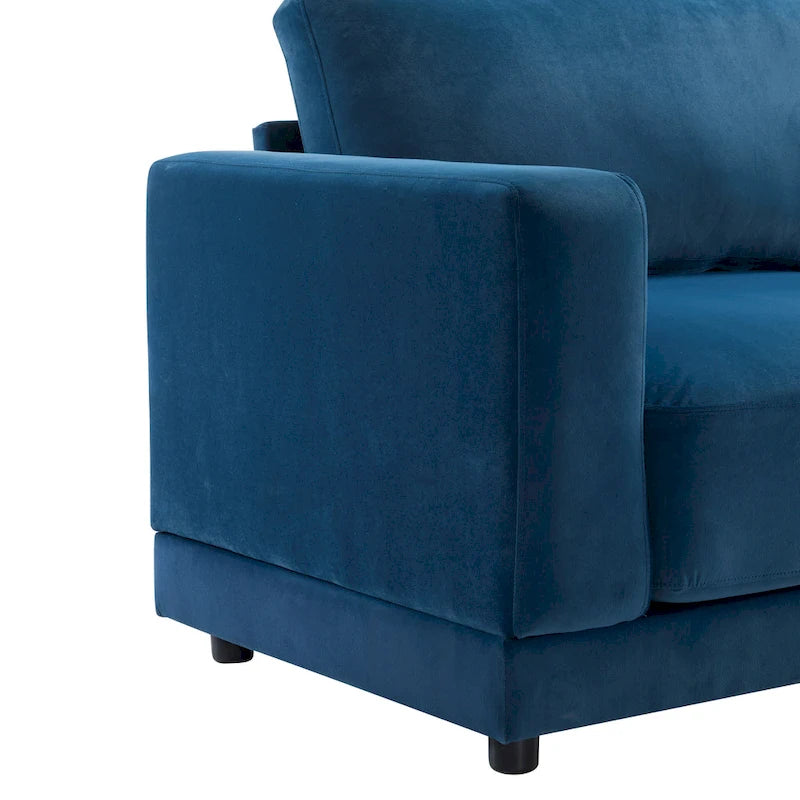 Causeuse contemporaine à bras carrés – Rembourrage en polyester de 81 po avec coussins en mousse haute densité