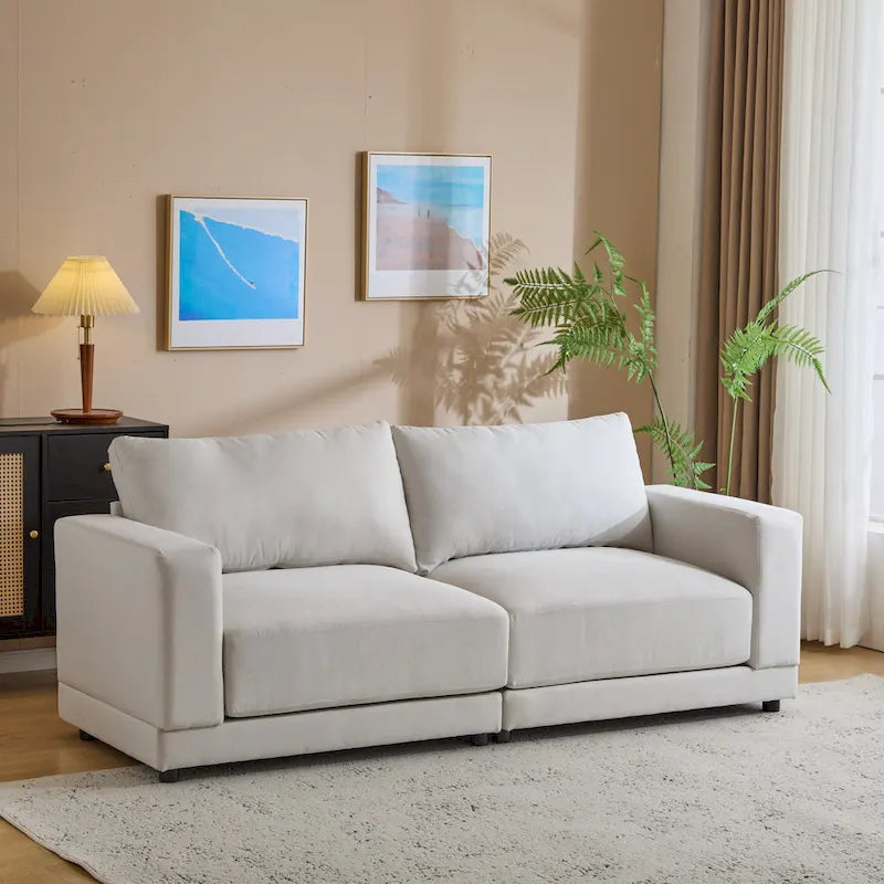 Causeuse contemporaine à bras carrés – Rembourrage en polyester de 81 po avec coussins en mousse haute densité