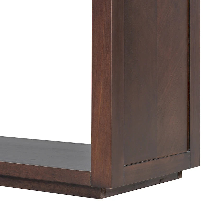 Table console Chevron rustique – 55 po, 2 tiroirs et étagère ouverte, 4 finis