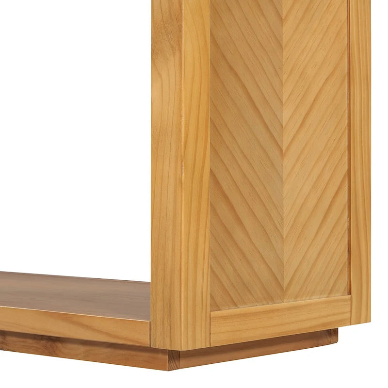 Table console Chevron rustique – 55 po, 2 tiroirs et étagère ouverte, 4 finis