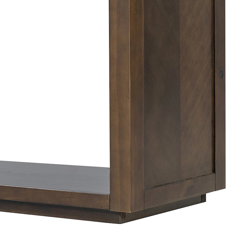 Table console Chevron rustique – 55 po, 2 tiroirs et étagère ouverte, 4 finis