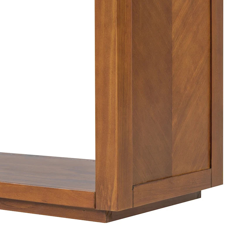 Table console Chevron rustique – 55 po, 2 tiroirs et étagère ouverte, 4 finis