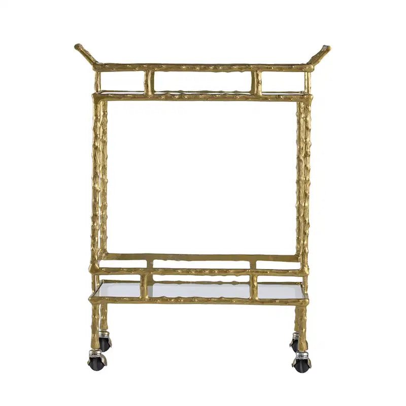 Chariot de bar à deux niveaux "Twig" – Or et Argent, 30", sur roulettes, extérieur