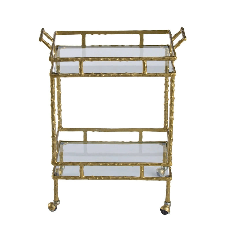 Chariot de bar à deux niveaux "Twig" – Or et Argent, 30", sur roulettes, extérieur