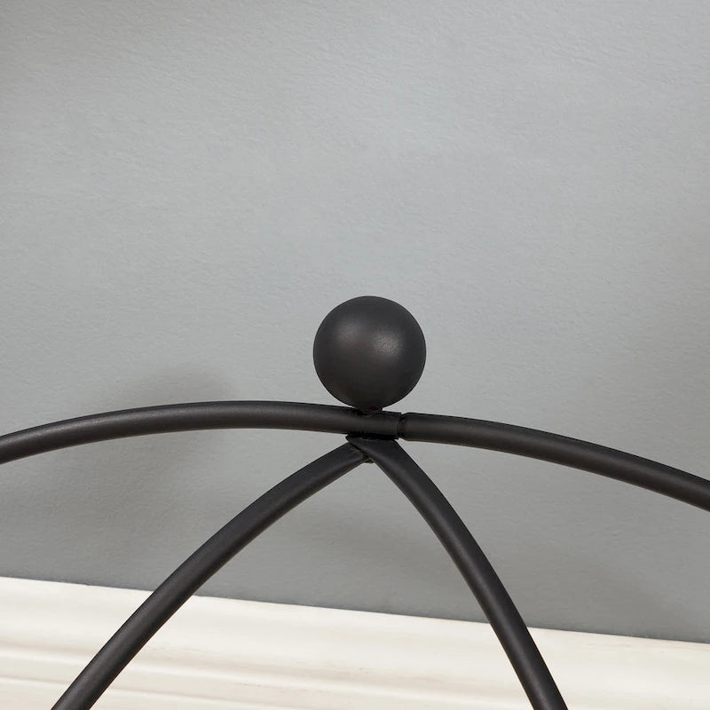 Console de style industriel rustique – Dessus en verre trempé avec cadre en métal noir mat