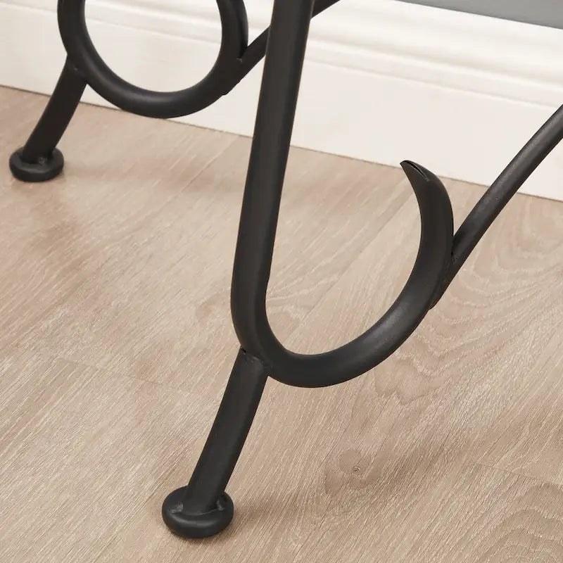Console de style industriel rustique – Dessus en verre trempé avec cadre en métal noir mat