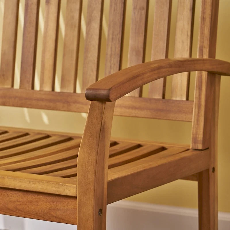Causeuse à bascule en acacia de style ferme – Fabriquée à la main, 2 finitions