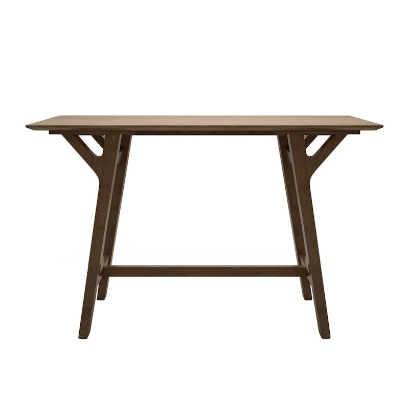 Table console Mid-Century Modern – Pieds en bois d'hévéa à cadre en Y avec plateau en bois