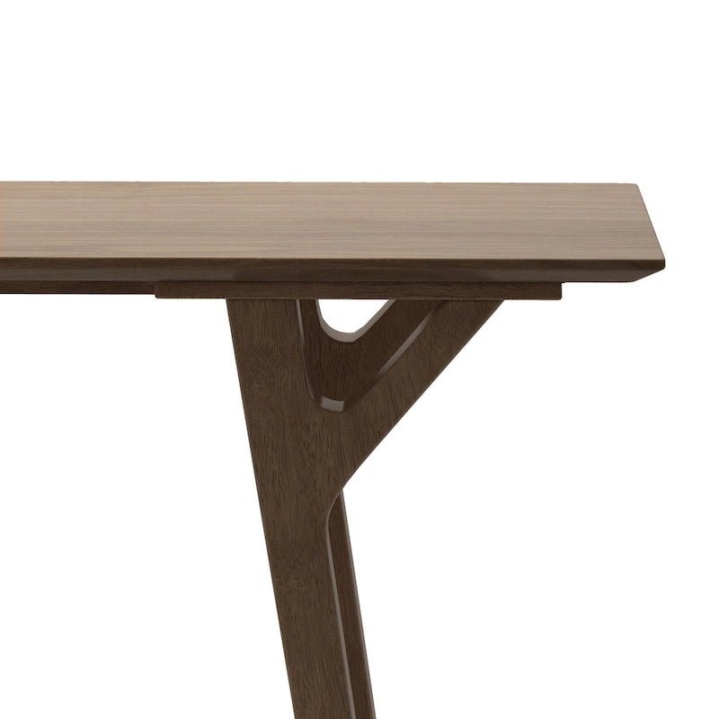 Table console Mid-Century Modern – Pieds en bois d'hévéa à cadre en Y avec plateau en bois