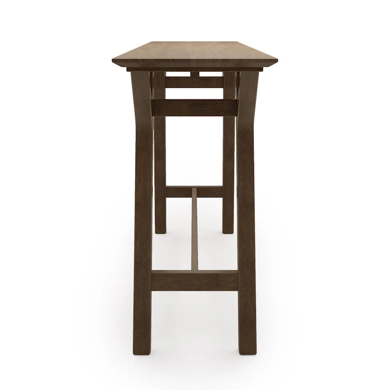 Table console Mid-Century Modern – Pieds en bois d'hévéa à cadre en Y avec plateau en bois