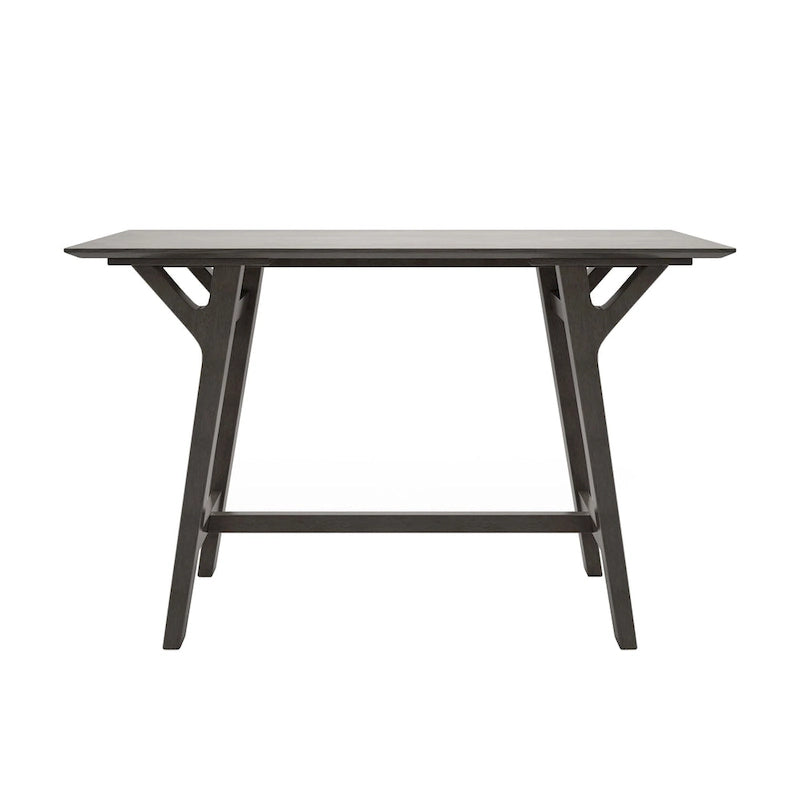 Table console Mid-Century Modern – Pieds en bois d'hévéa à cadre en Y avec plateau en bois