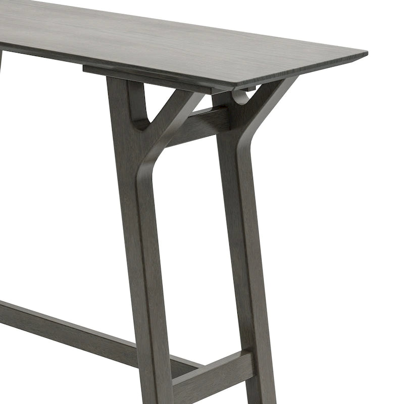 Table console Mid-Century Modern – Pieds en bois d'hévéa à cadre en Y avec plateau en bois
