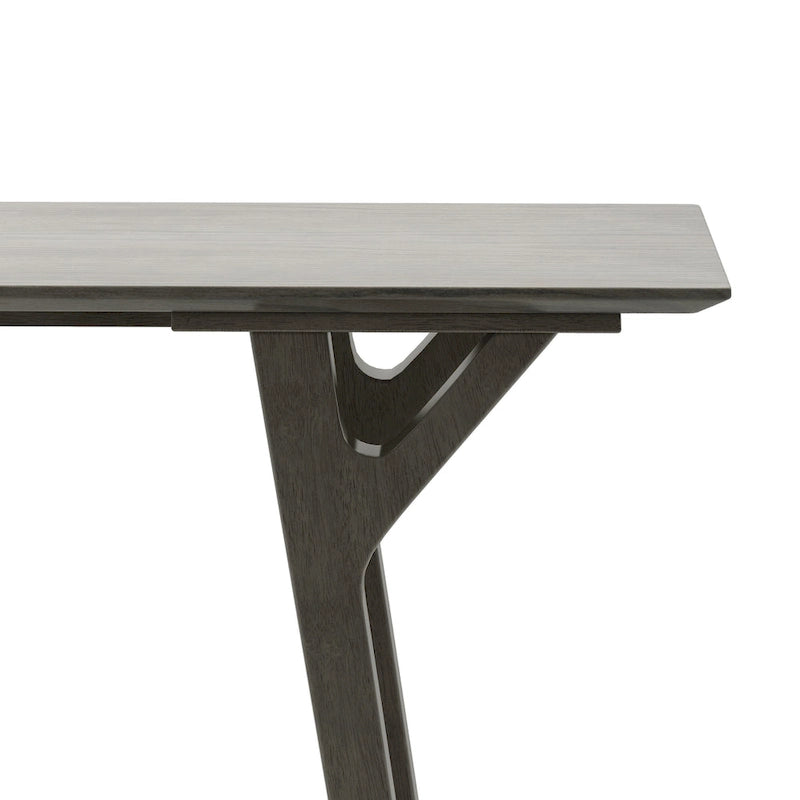 Table console Mid-Century Modern – Pieds en bois d'hévéa à cadre en Y avec plateau en bois