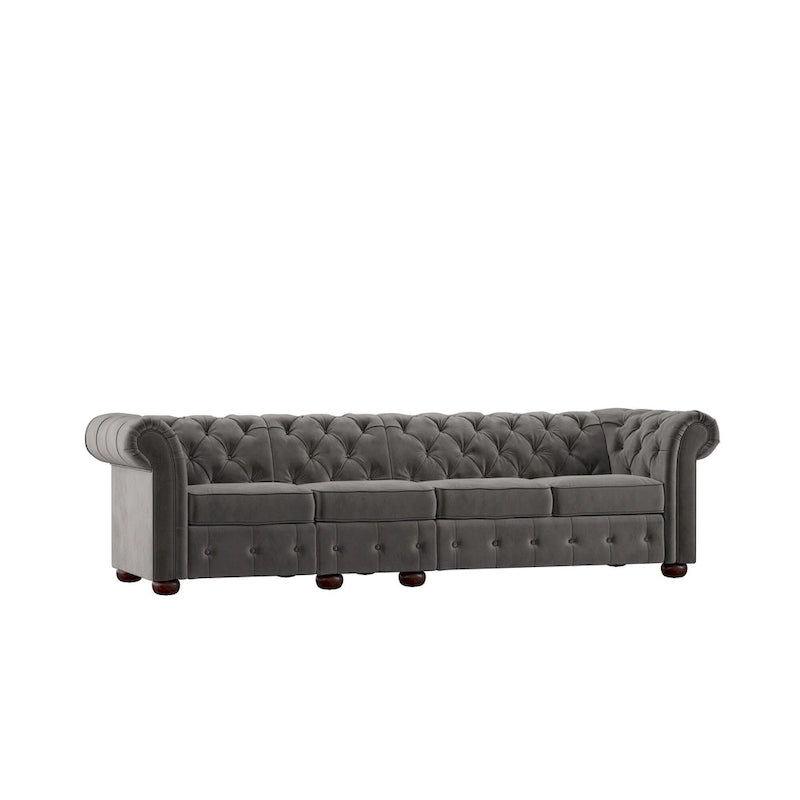 Canapé Classique – Gris Foncé, 4/5/6 places, Lin ou Velours