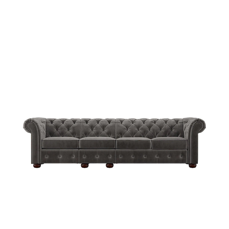 Canapé Classique – Gris Foncé, 4/5/6 places, Lin ou Velours