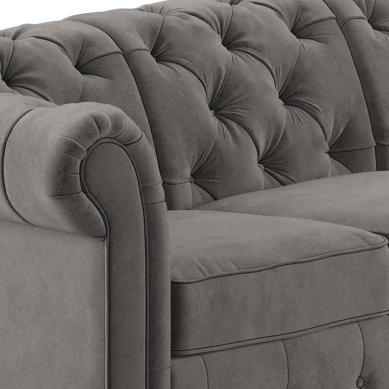 Canapé Classique – Gris Foncé, 4/5/6 places, Lin ou Velours