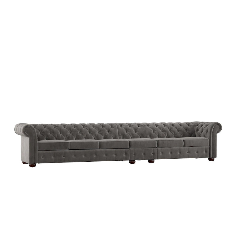 Canapé Classique – Gris Foncé, 4/5/6 places, Lin ou Velours