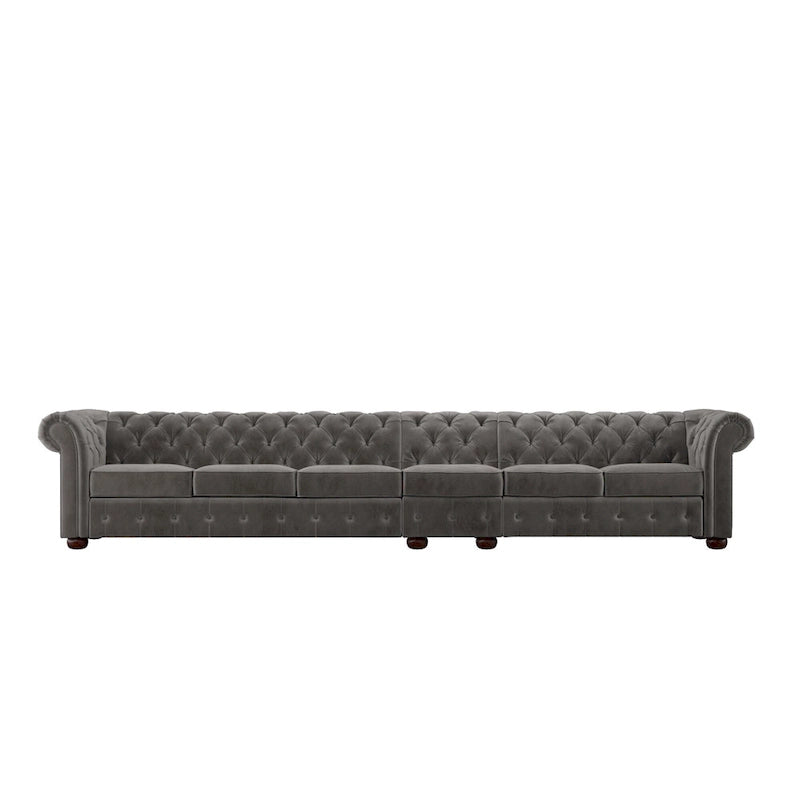 Canapé Classique – Gris Foncé, 4/5/6 places, Lin ou Velours