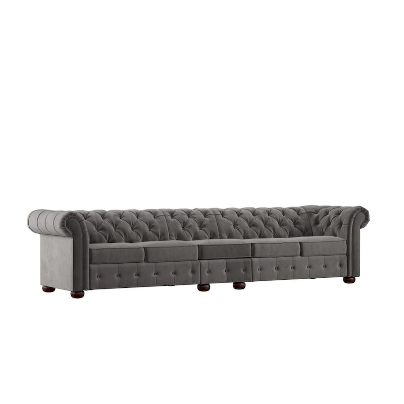 Canapé Classique – Gris Foncé, 4/5/6 places, Lin ou Velours