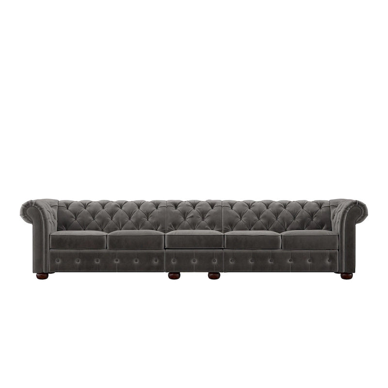Canapé Classique – Gris Foncé, 4/5/6 places, Lin ou Velours