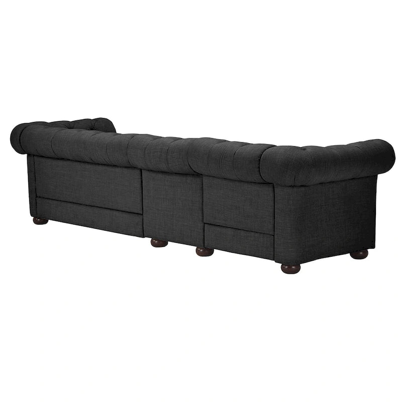 Canapé Classique – Gris Foncé, 4/5/6 places, Lin ou Velours