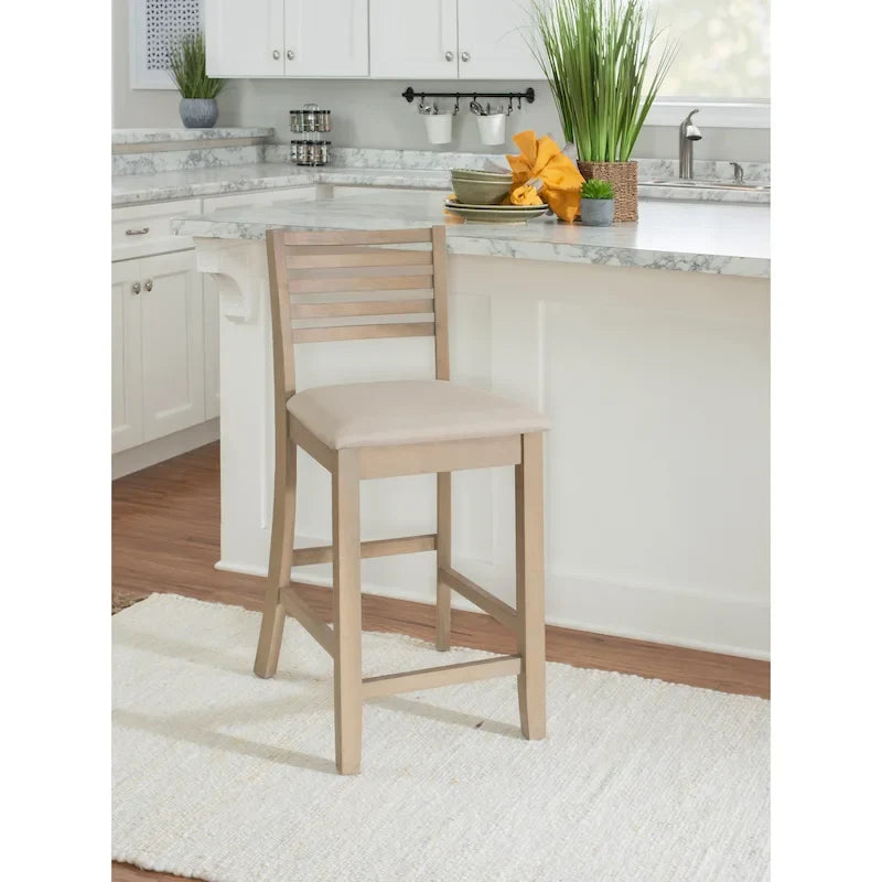 Tabouret de bar traditionnel à dossier échelle – Assise rembourrée de 61 cm