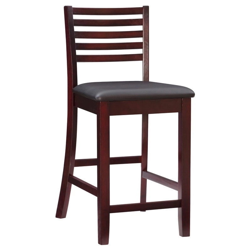 Tabouret de bar traditionnel à dossier échelle – Assise rembourrée de 61 cm
