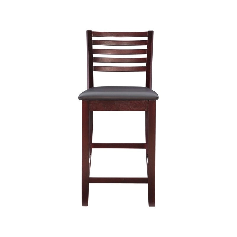 Tabouret de bar traditionnel à dossier échelle – Assise rembourrée de 61 cm
