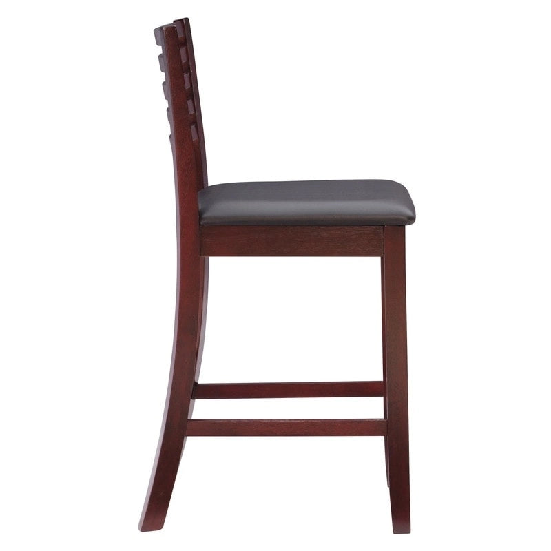 Tabouret de bar traditionnel à dossier échelle – Assise rembourrée de 61 cm