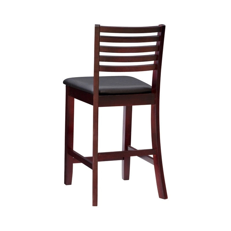 Tabouret de bar traditionnel à dossier échelle – Assise rembourrée de 61 cm