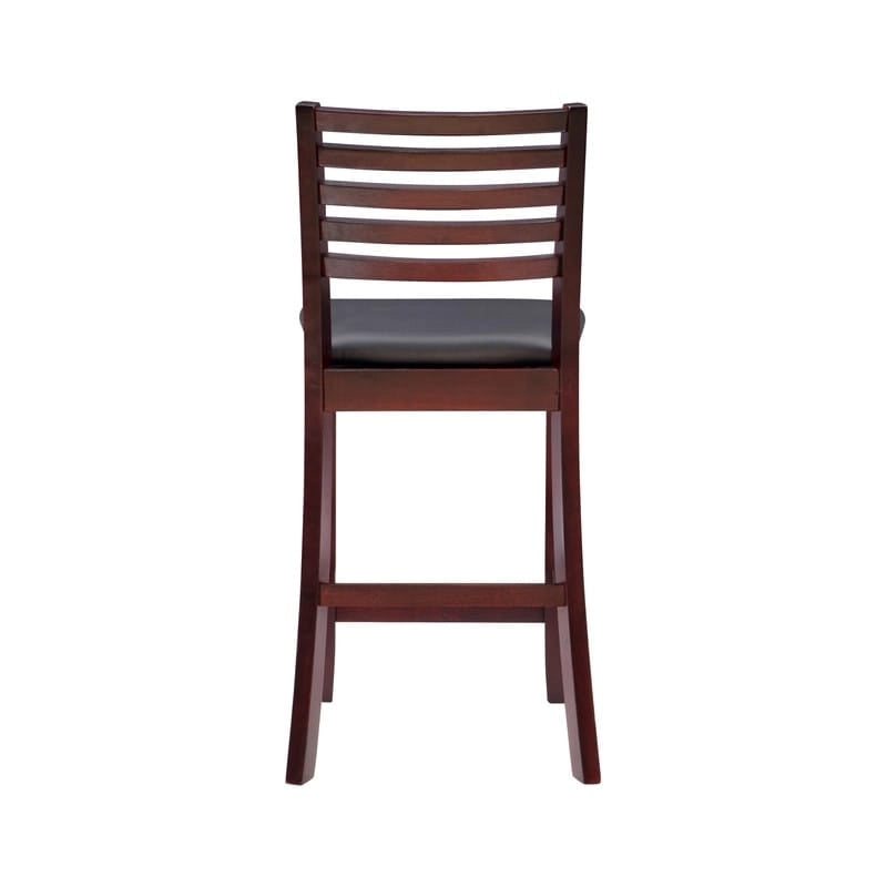 Tabouret de bar traditionnel à dossier échelle – Assise rembourrée de 61 cm