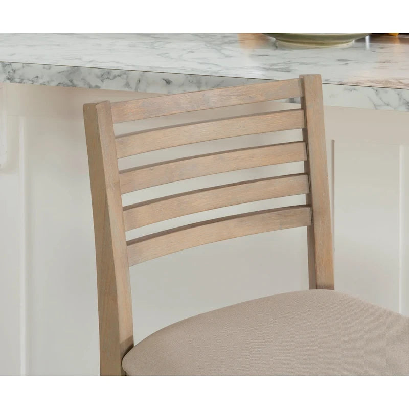 Tabouret de bar traditionnel à dossier échelle – Assise rembourrée de 61 cm