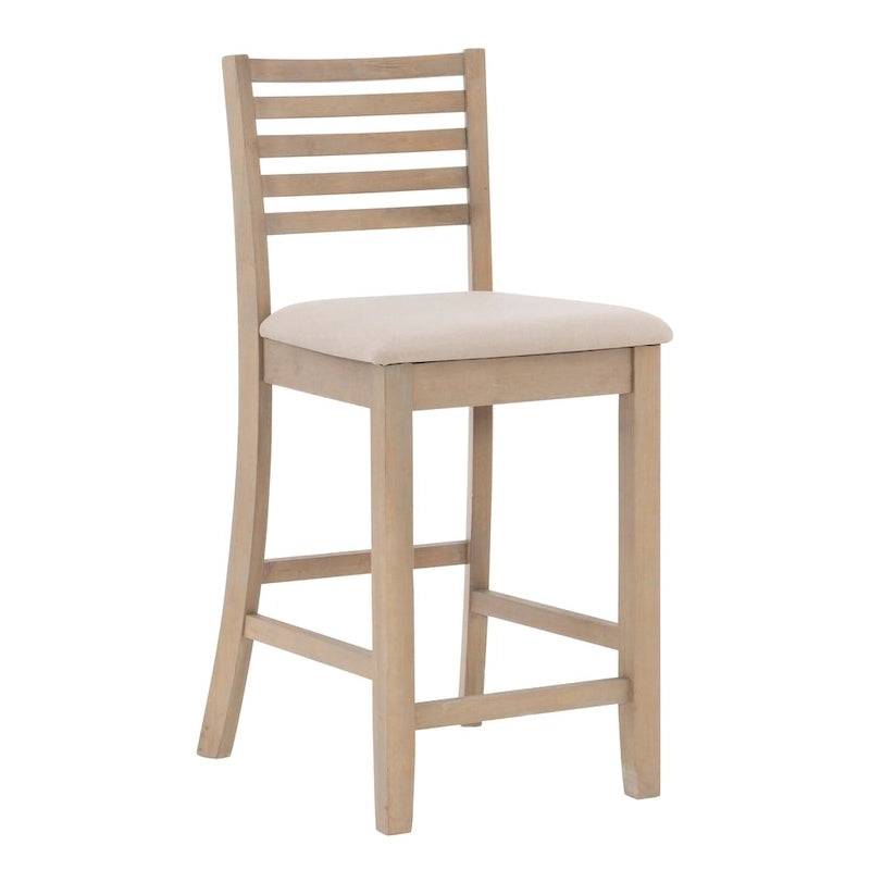 Tabouret de bar traditionnel à dossier échelle – Assise rembourrée de 61 cm